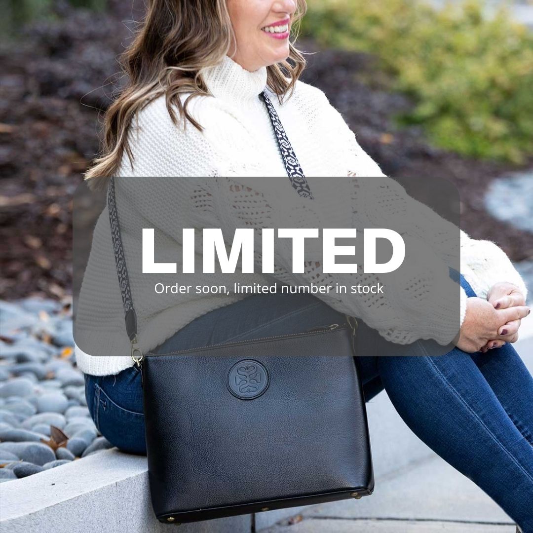 THE SOPHIA LEATHER HANDBAG [Black] with Shoulder and Crossbody Strap