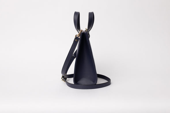 NAVY GIA VEGAN LEATHER MINI TOTE 🌿