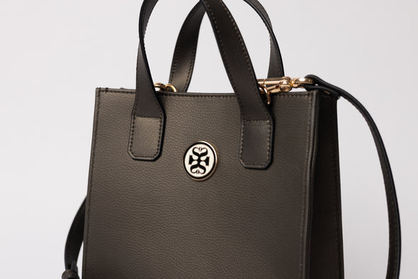 GUNMETAL GIA VEGAN LEATHER MINI TOTE 🌿