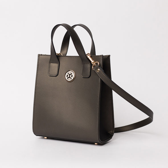 GUNMETAL GIA VEGAN LEATHER MINI TOTE 🌿