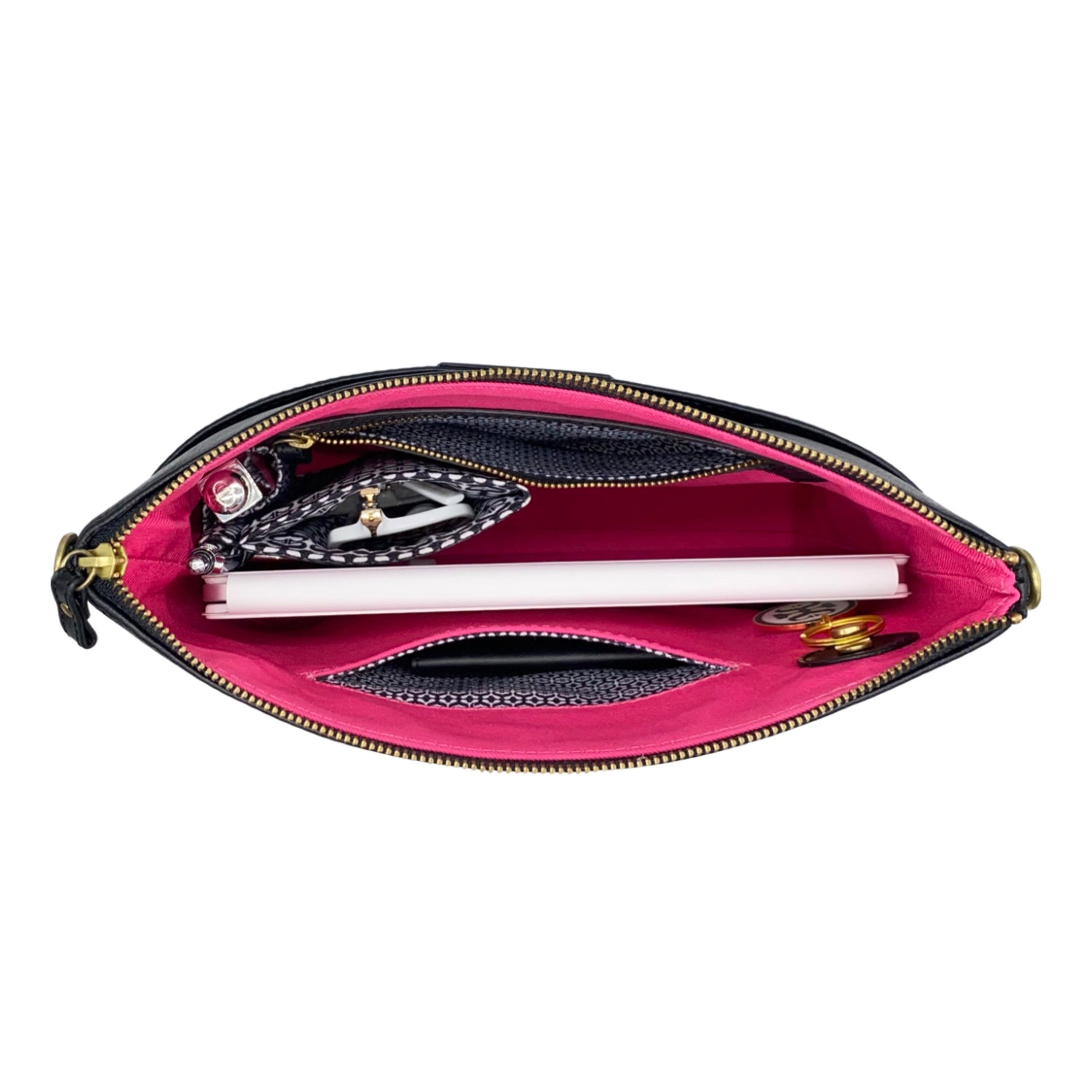 THE SOPHIA LEATHER HANDBAG [Black] with Shoulder and Crossbody Strap