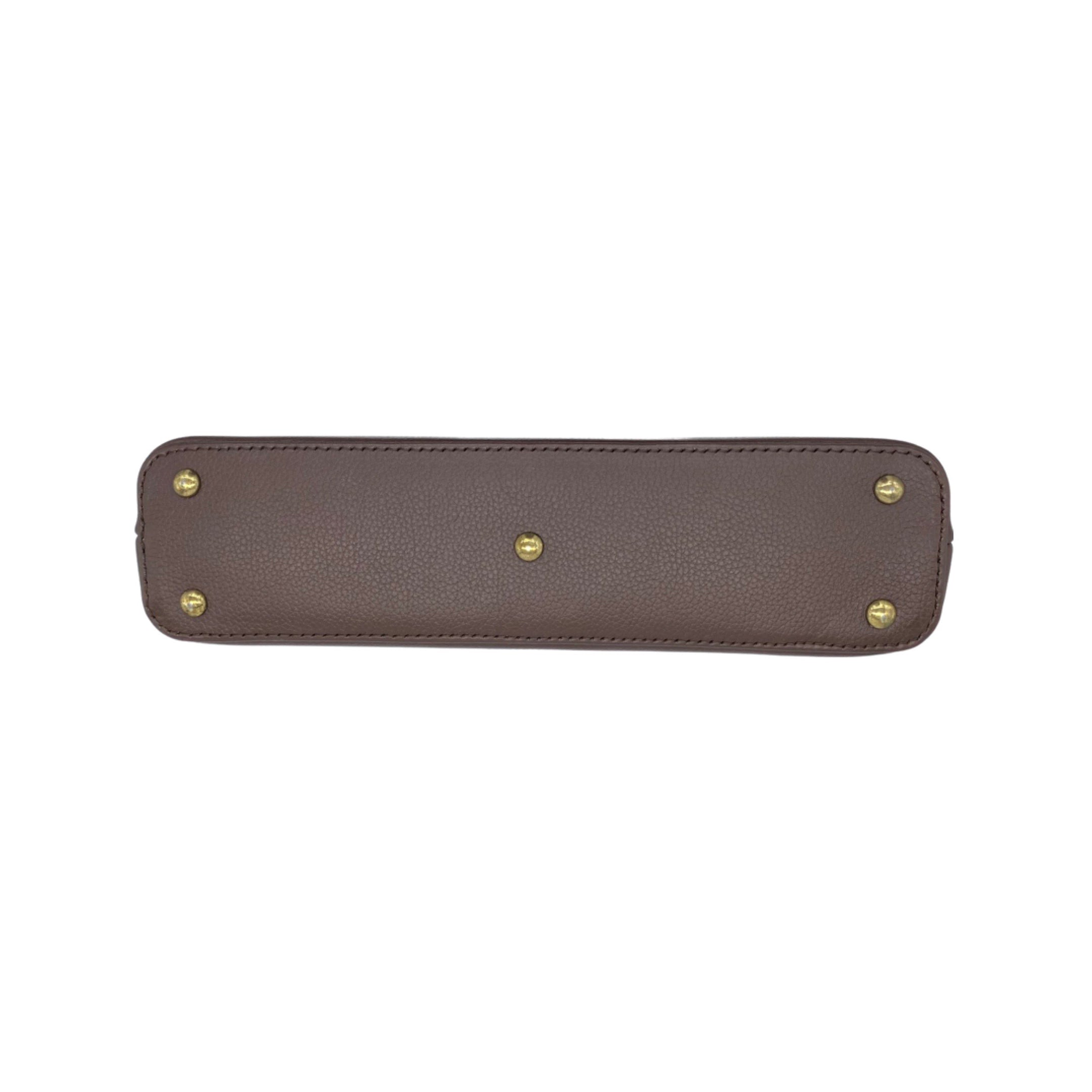 THE SOPHIA LEATHER HANDBAG [Chocolate] with Shoulder and Crossbody Strap
