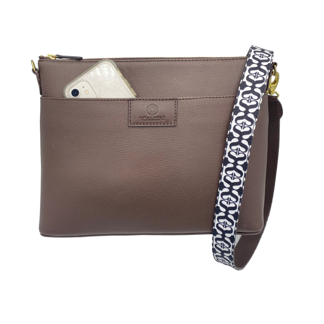 THE SOPHIA LEATHER HANDBAG [Chocolate] with Shoulder and Crossbody Strap