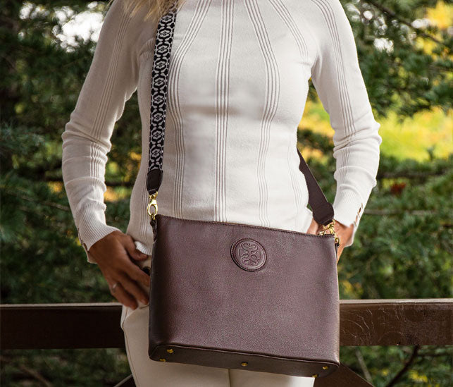 THE SOPHIA LEATHER HANDBAG [Chocolate] with Shoulder and Crossbody Strap